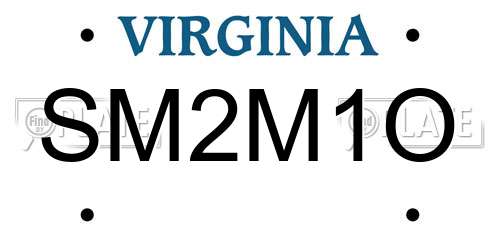 SM2M1O Virginia License Plate