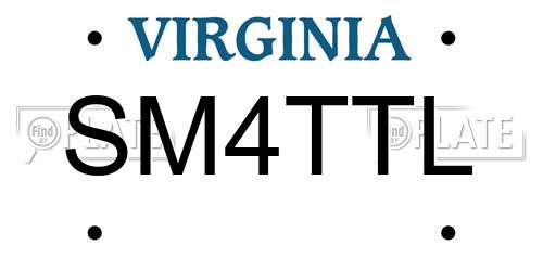 SM4TTL Virginia License Plate