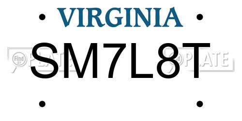 SM7L8T Virginia License Plate
