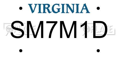 SM7M1D Virginia License Plate