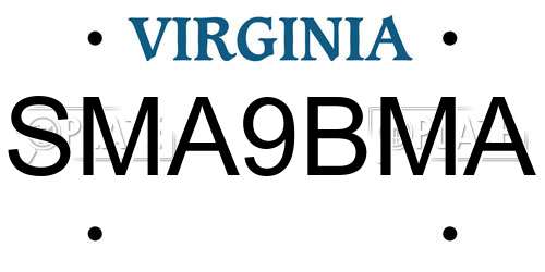 SMA9BMA Virginia License Plate