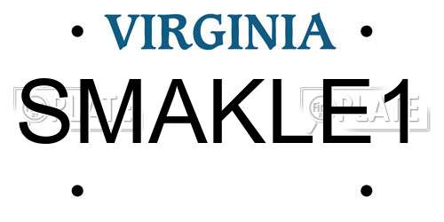 SMAKLE1 Virginia License Plate