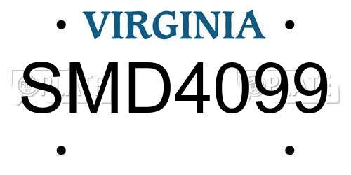 SMD4099 Virginia License Plate