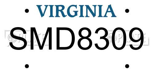 SMD8309 Virginia License Plate