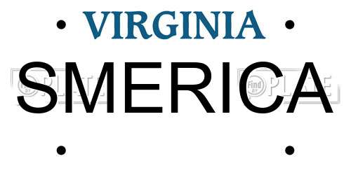 SMERICA Virginia License Plate