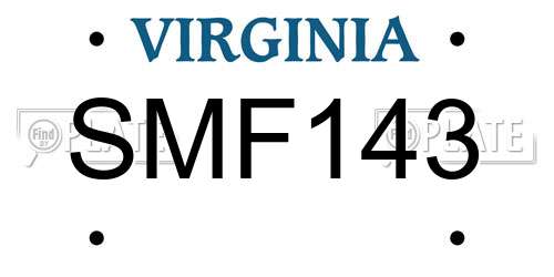 SMF143 Virginia License Plate