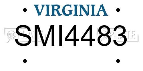 SMI4483 Virginia License Plate