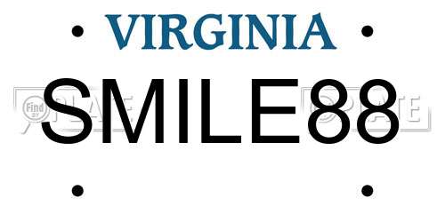SMILE88 Virginia License Plate