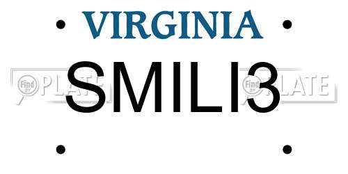 SMILI3 Virginia License Plate