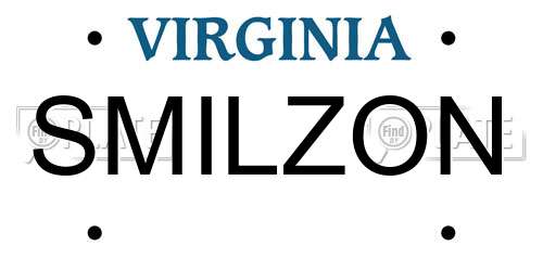 SMILZON Virginia License Plate