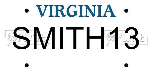 SMITH13 Virginia License Plate