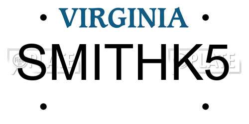 SMITHK5 Virginia License Plate