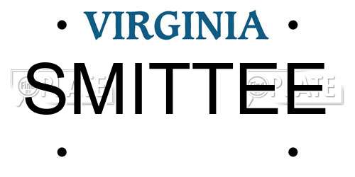 SMITTEE Virginia License Plate