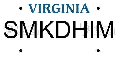 SMKDHIM Virginia License Plate