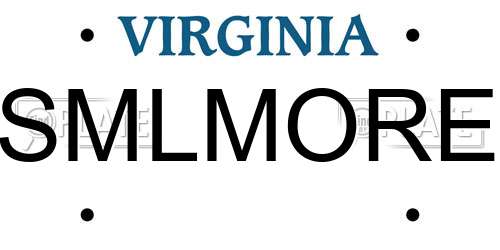 SMLMORE Virginia License Plate