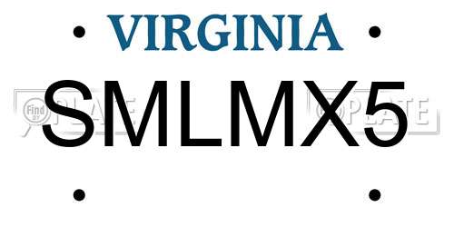 SMLMX5 Virginia License Plate