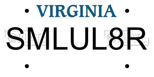 SMLUL8R Virginia License Plate