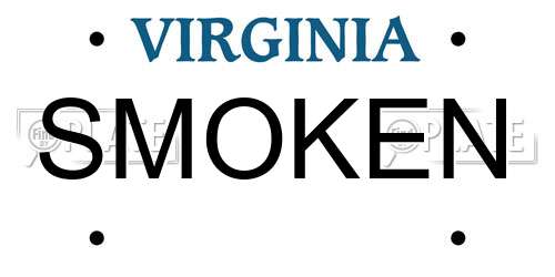 SMOKEN Virginia License Plate