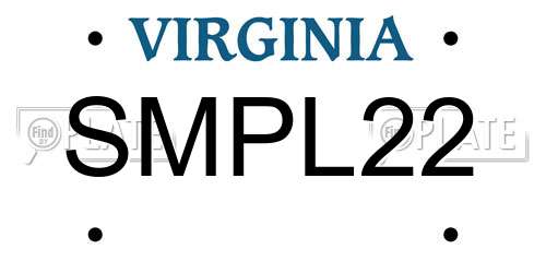 SMPL22 Virginia License Plate