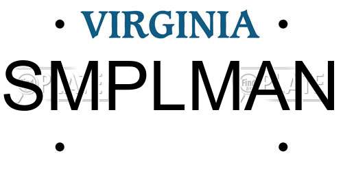 SMPLMAN Virginia License Plate