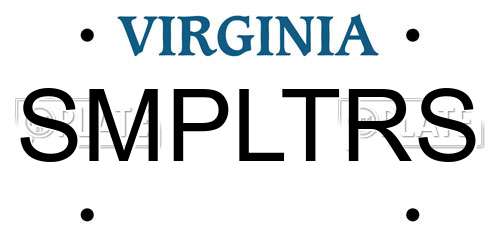 SMPLTRS Virginia License Plate