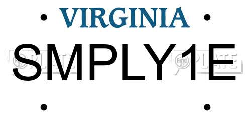 SMPLY1E Virginia License Plate