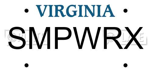 SMPWRX Virginia License Plate