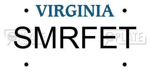 SMRFET Virginia License Plate