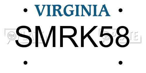 SMRK58 Virginia License Plate