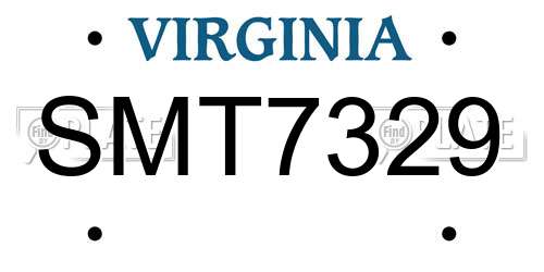 SMT7329 Virginia License Plate