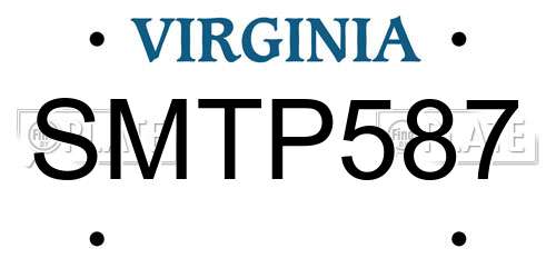 SMTP587 Virginia License Plate