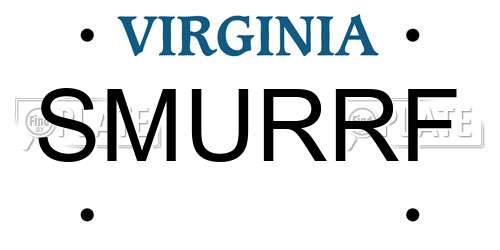 SMURRF Virginia License Plate