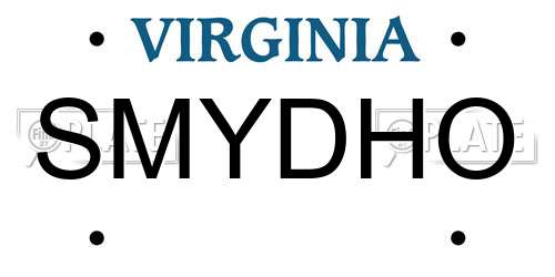 SMYDHO Virginia License Plate