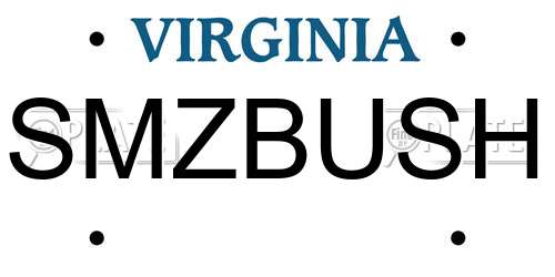 SMZBUSH Virginia License Plate