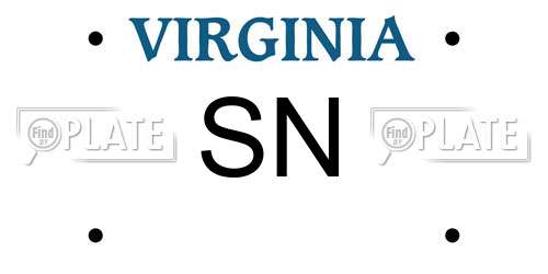 SN Virginia License Plate