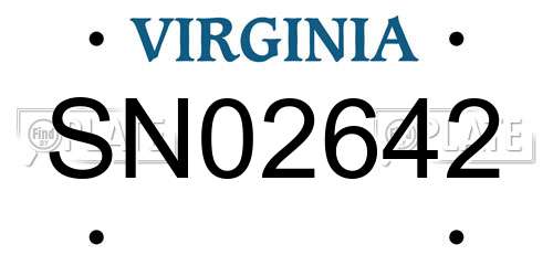 SN02642 Virginia License Plate