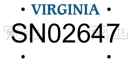 SN02647 Virginia License Plate