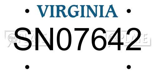 SN07642 Virginia License Plate