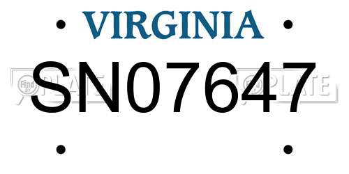 SN07647 Virginia License Plate