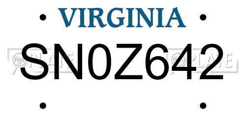 SN0Z642 Virginia License Plate