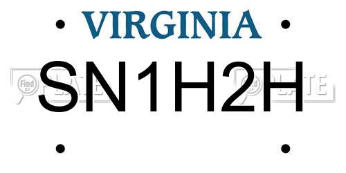 SN1H2H Virginia License Plate