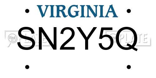 SN2Y5Q Virginia License Plate