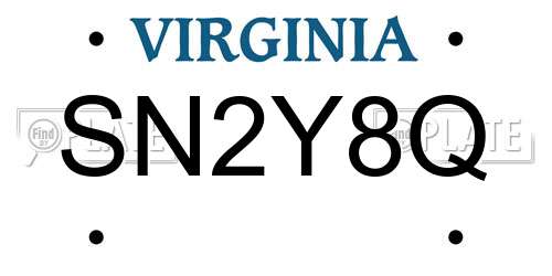 SN2Y8Q Virginia License Plate