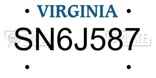 SN6J587 Virginia License Plate