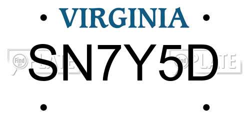 SN7Y5D Virginia License Plate