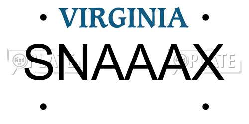 SNAAAX Virginia License Plate