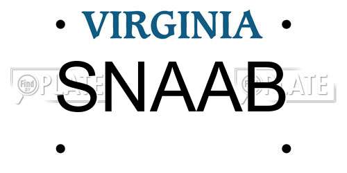 SNAAB Virginia License Plate