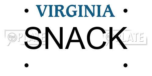 SNACK Virginia License Plate