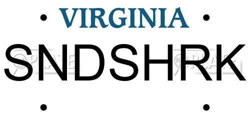 SNDSHRK Virginia License Plate