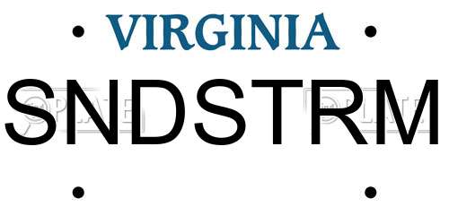 SNDSTRM Virginia License Plate